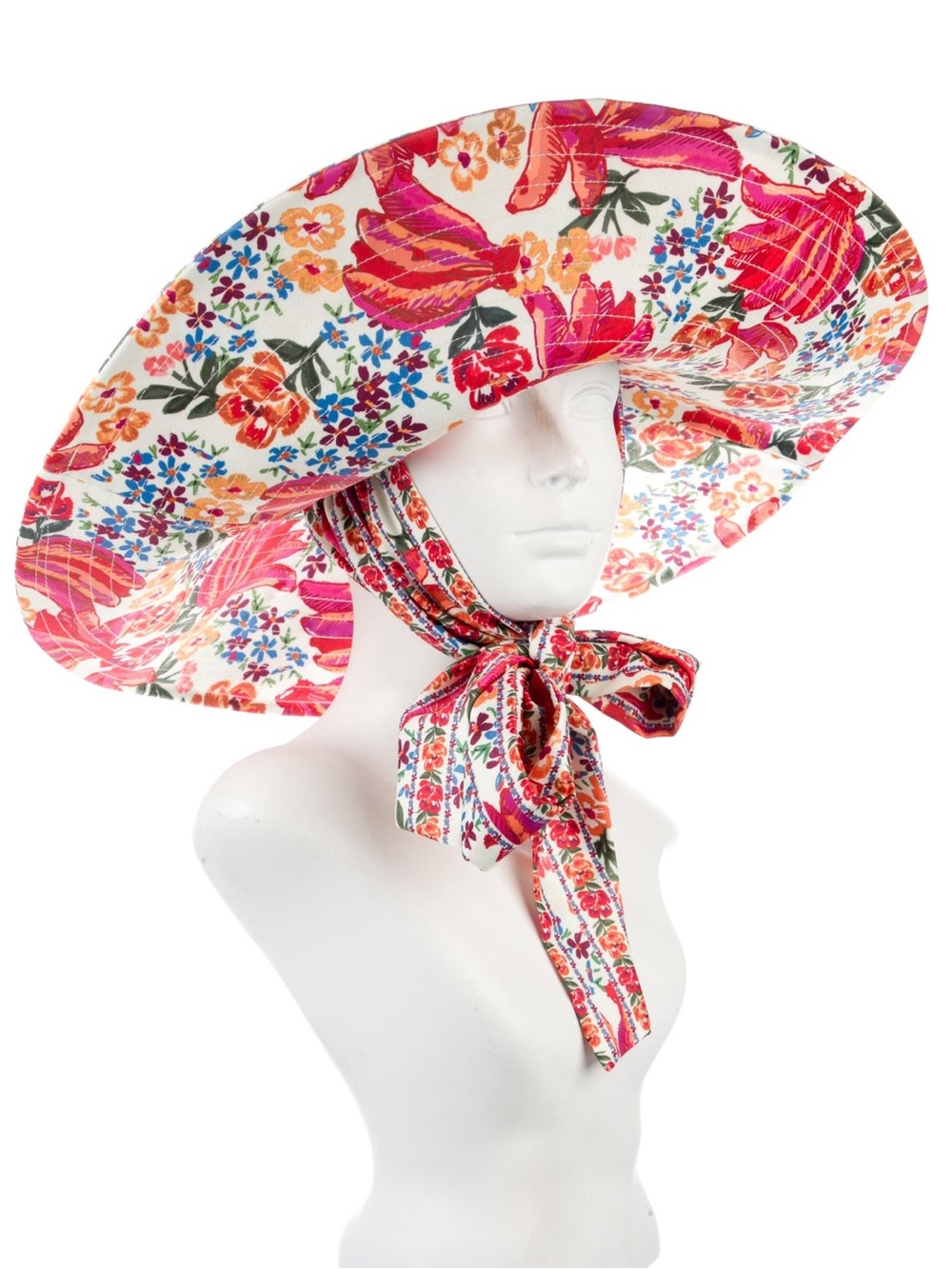 FARM Rio Floral Wide-Brim Sun Hat with tie